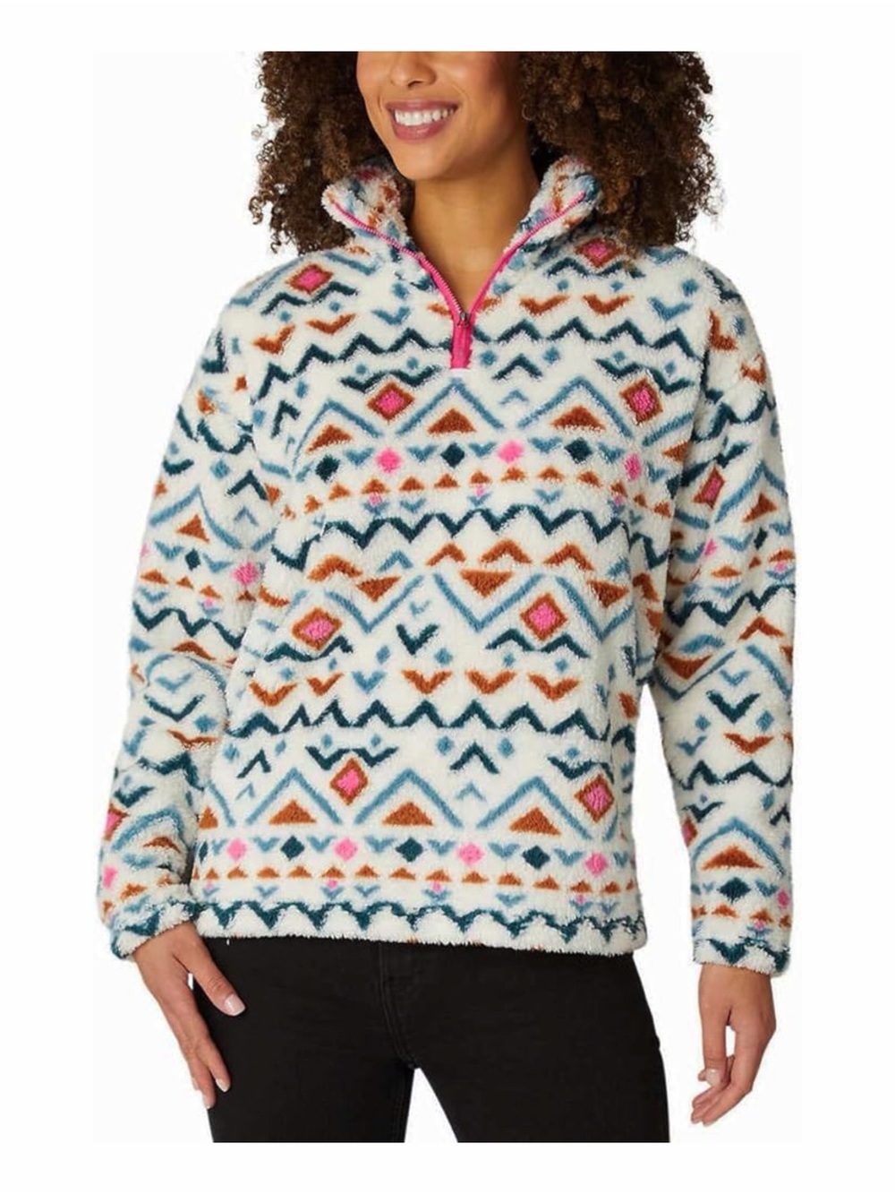 Eddie Bauer Multicolor Geometric Fleece Pullover